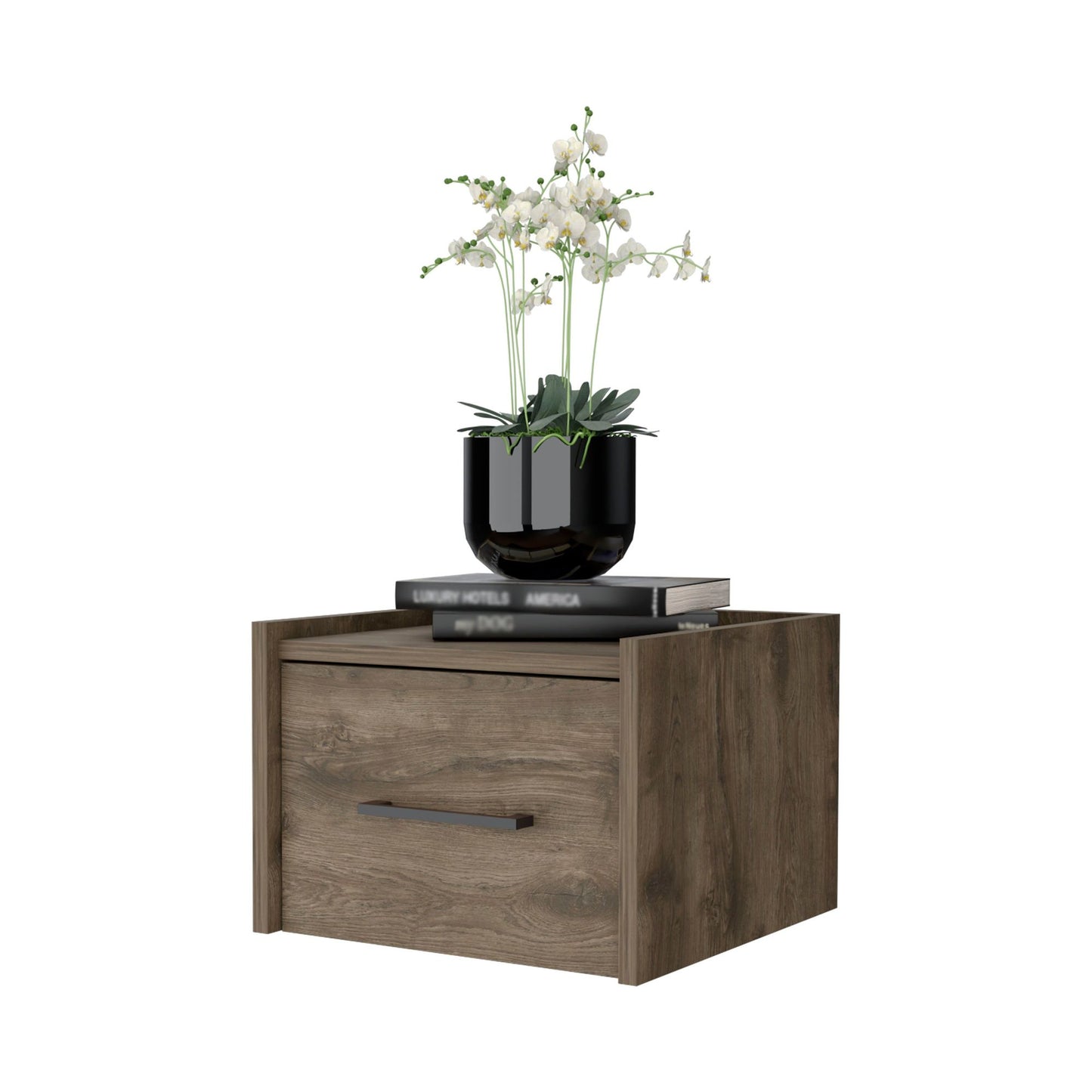 Dark Brown Wall-Mounted Floating Nightstand image 4