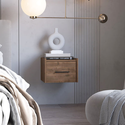 Dark Brown Wall-Mounted Floating Nightstand image 1