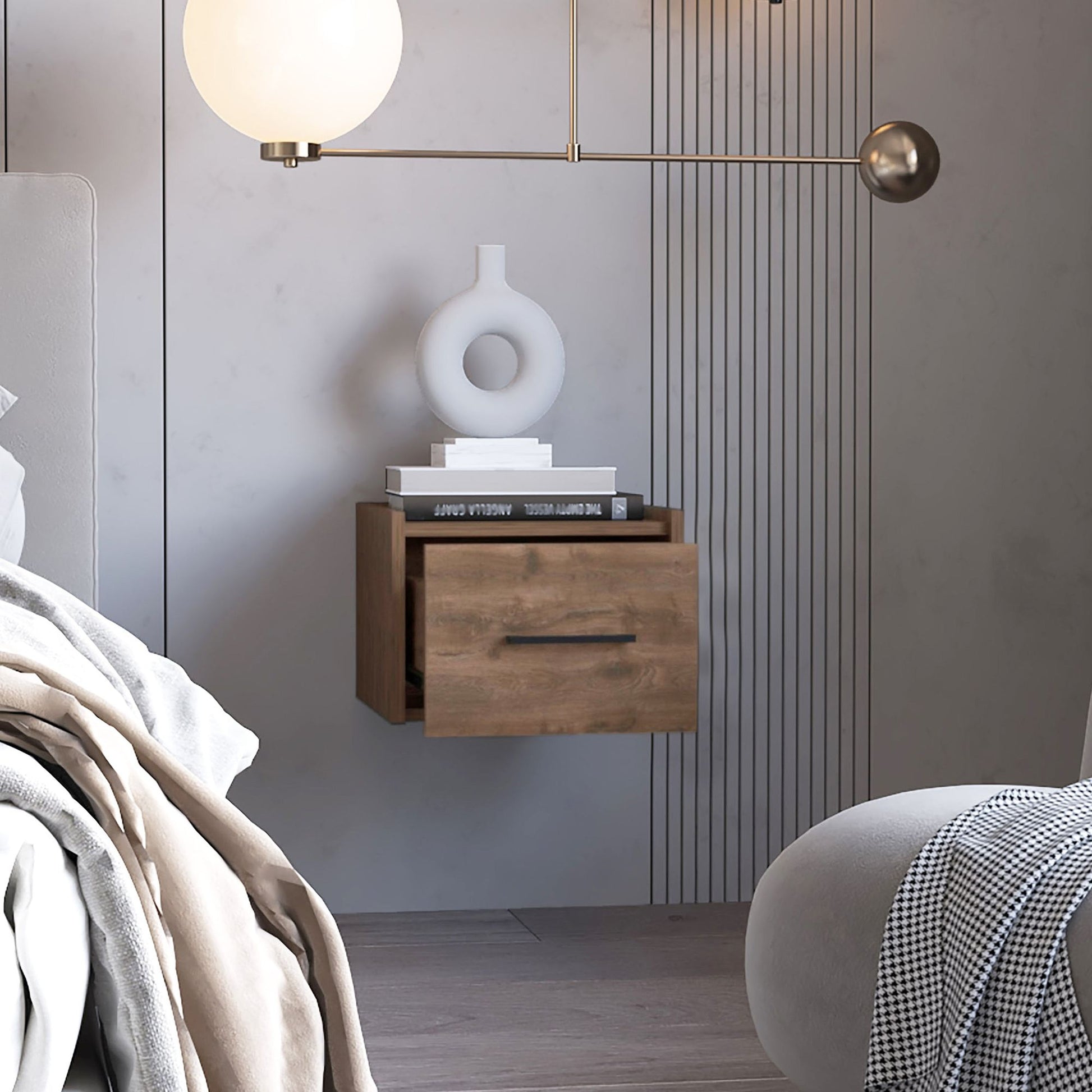 Dark Brown Wall-Mounted Floating Nightstand image 6