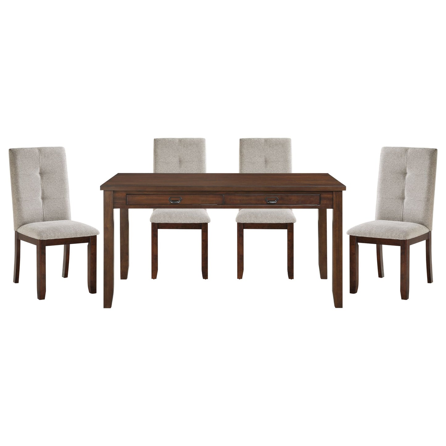 Dark Cherry Finish 5pc Dining Set Table and 4 Side Chair Chenille Upholstery Functional Drawers Table Wooden Funiture Di image 12