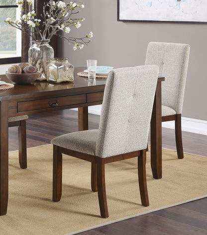 Dark Cherry Finish 6pc Dining Set Table Bench and 4 Side Chair Chenille Upholstery Functional Drawers Table Wooden Funit image 4