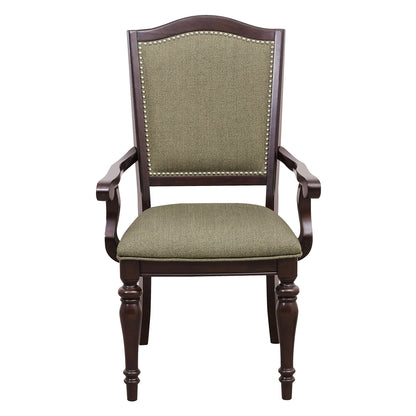 Dark Cherry Finish Armchairs Set of 2 Upholstered Seat and Back Nailhead Trim Wooden Furniture Armrest Chairs Set image 3
