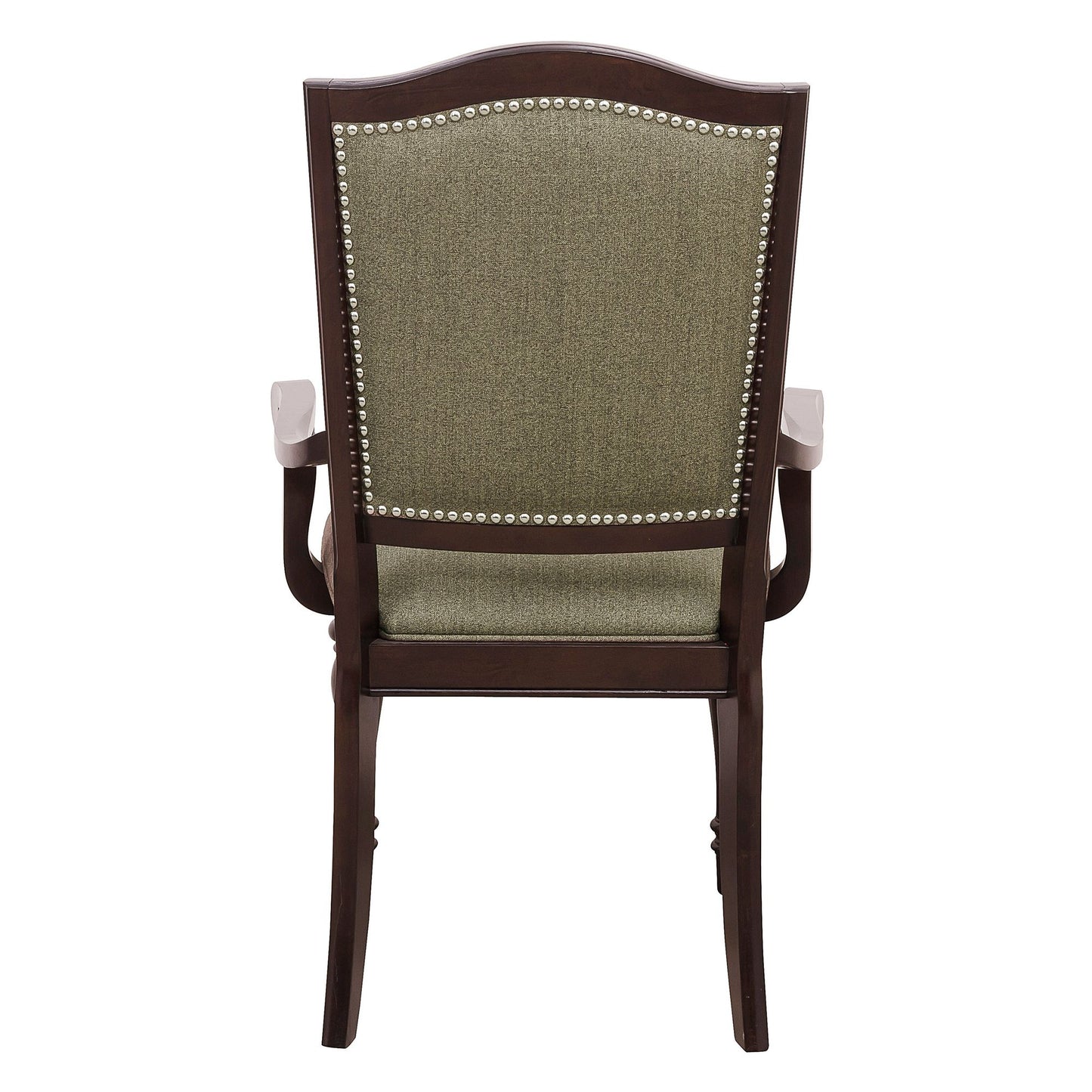 Dark Cherry Finish Armchairs Set of 2 Upholstered Seat and Back Nailhead Trim Wooden Furniture Armrest Chairs Set image 4