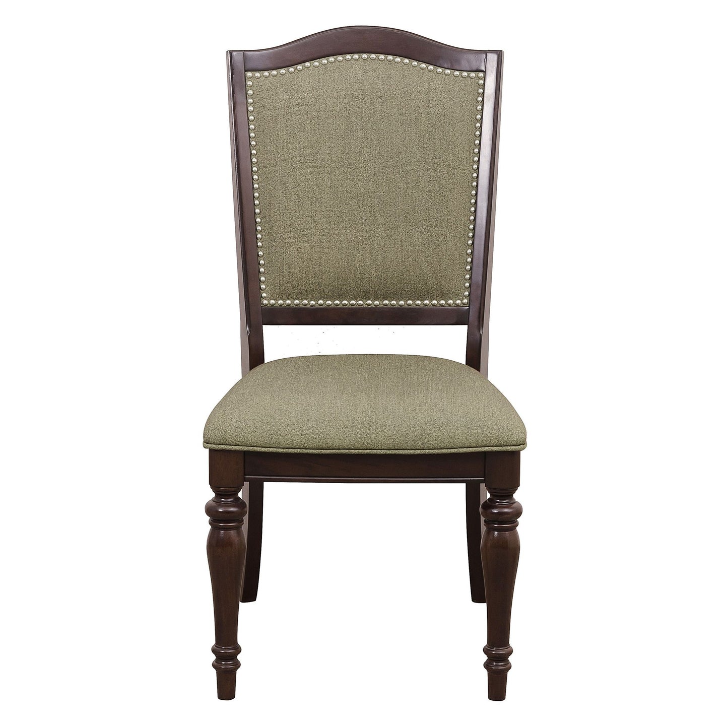 Dark Cherry Finish Dining Chairs Set of 2 Upholstered Seat and Back Nailhead Trim Wooden Furniture Side Chairs Set image 1