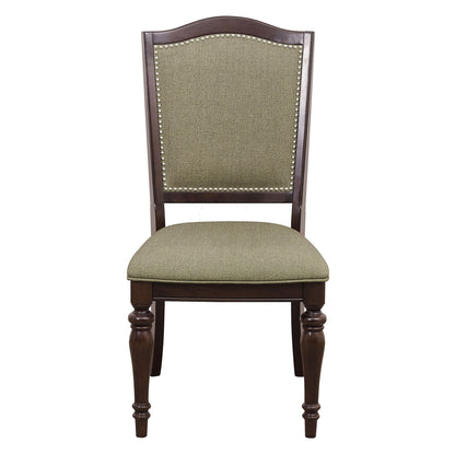 Dark Cherry Finish Dining Chairs Set of 2 Upholstered Seat and Back Nailhead Trim Wooden Furniture Side Chairs Set image 1