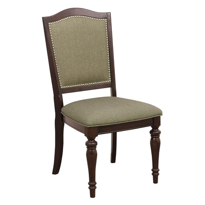 Dark Cherry Finish Dining Chairs Set of 2 Upholstered Seat and Back Nailhead Trim Wooden Furniture Side Chairs Set image 2