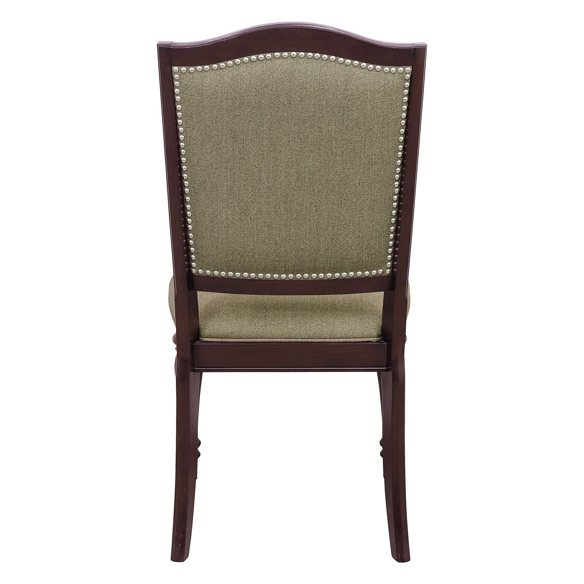 Dark Cherry Finish Dining Chairs Set of 2 Upholstered Seat and Back Nailhead Trim Wooden Furniture Side Chairs Set image 3