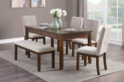 Dark Cherry Finish Dining Table with 4 Drawers 1pc Transitional Style Wooden Funiture Dining Kitchen Table image 6