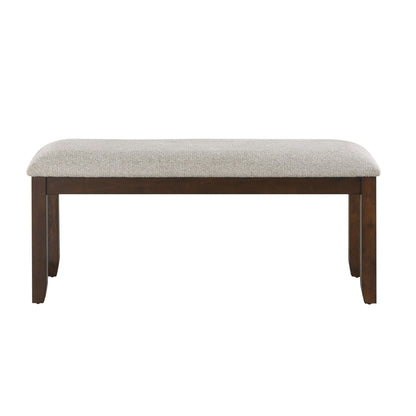 Dark Cherry Finish Wooden Frame 1pc Bench Chenille Upholstery Dining Furniture Kitchen Breakfast image 2