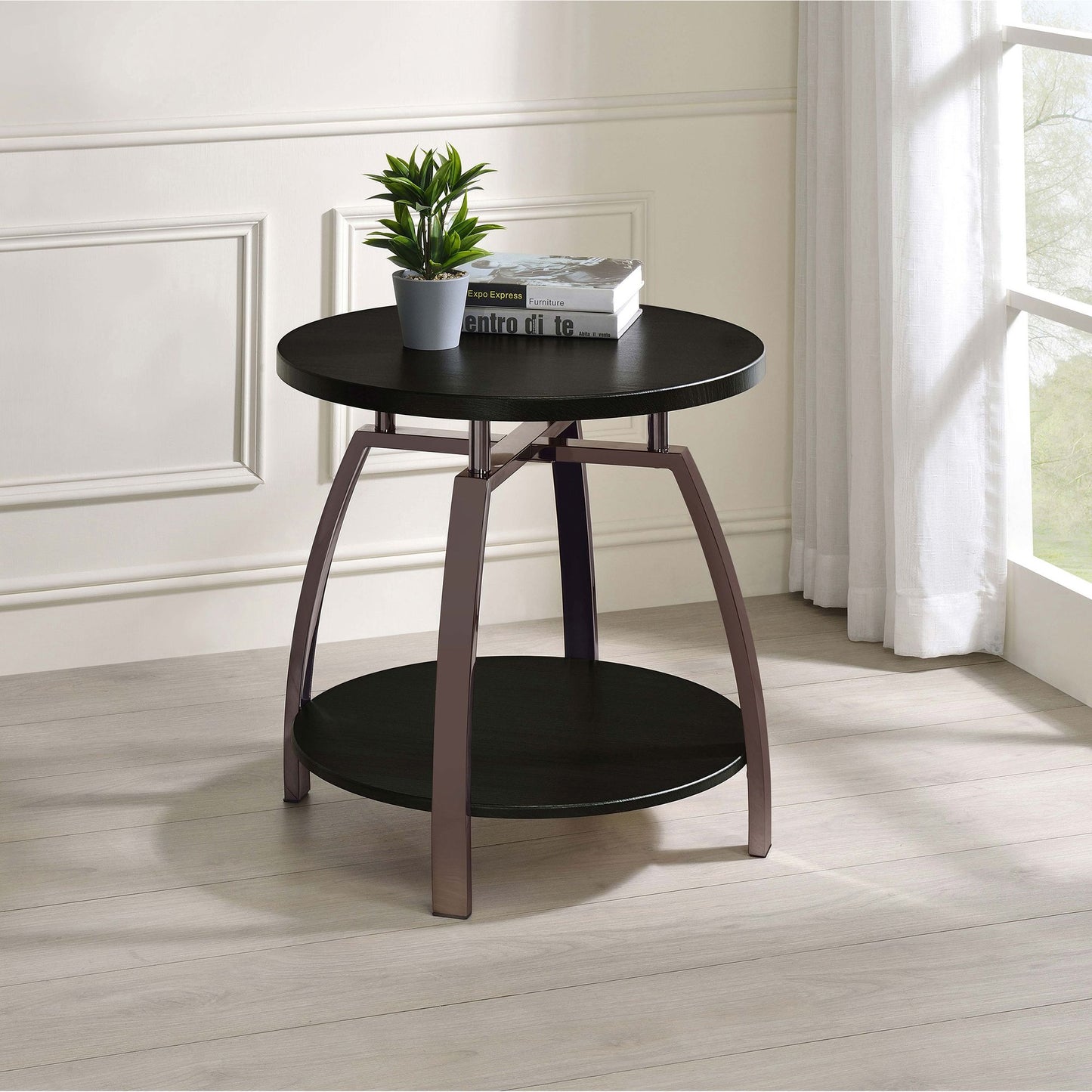 Dark Grey and Black Nickel End Table image 1