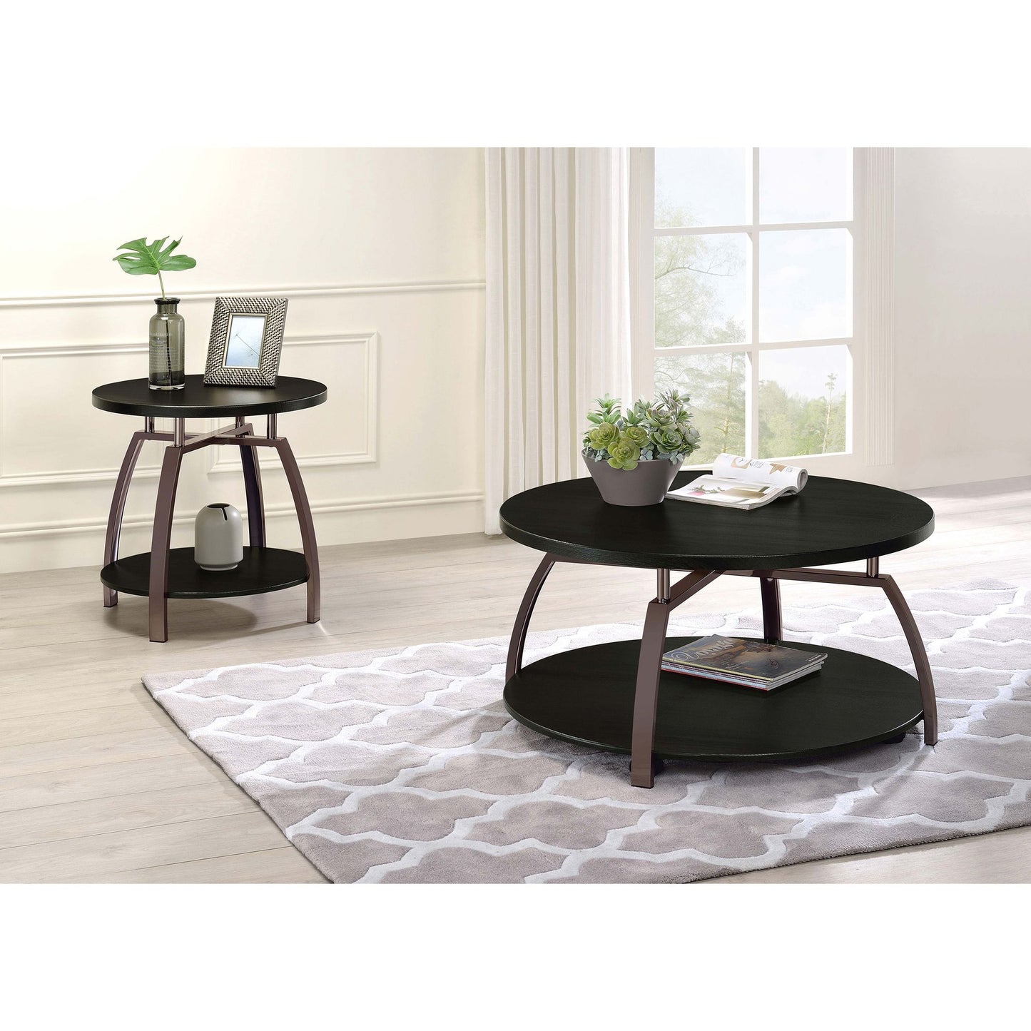 Dark Grey and Black Nickel End Table image 6