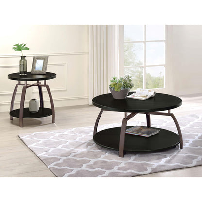 Dark Grey and Black Nickel Round Coffee Table image 5