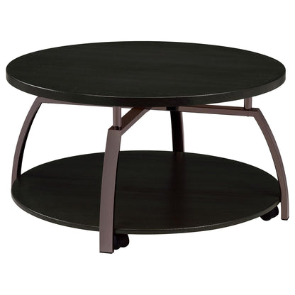 Dark Grey and Black Nickel Round Coffee Table image 2