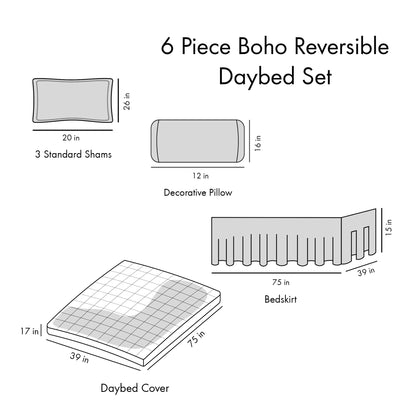 Daybed 6 Piece Boho Reversible Daybed Set image 12