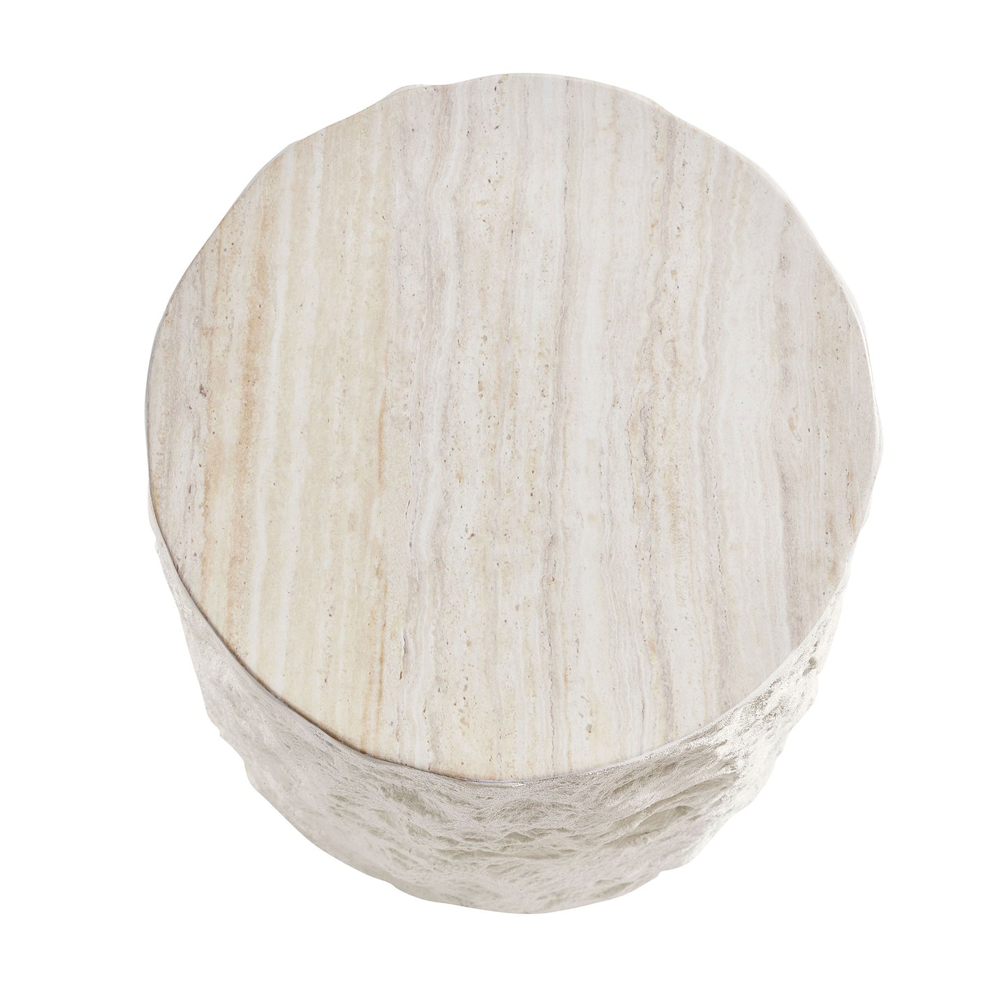 15.75 Inch Side Table,Round Fiberglass Coffee Table for Living Room,Bedroom,Modern Design Imitation Stone End Table for Apartment,No Need Assembly,Beige image 9