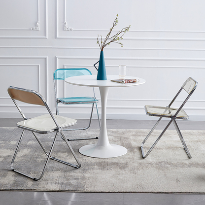 White Round Table, Modern Dining Table, MDF Top and Steel Base Tulip Round Kitchen Table, Mid Century Coffee Table for Living Room 24 Inch, Oval Dining Table image 9