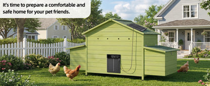 70" Automatic Chicken Coop with Solar-Powered Door, Weatherproof Design, Ventilated, with 2 Nesting Boxes, Timer & Light Sensor – Outdoor Chicken House with Pull-Out Tray and a remote. image 3