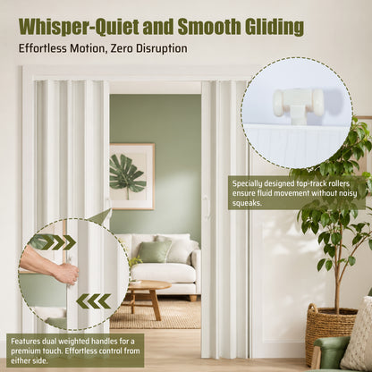 59"x77" PVC Accordion Folding Door, Double-Opening Heavy Duty Room Divider with Quiet Rollers & Dual Handles, Waterproof & Warp-Resistant – For Closet, Bedroom, Laundry image 6
