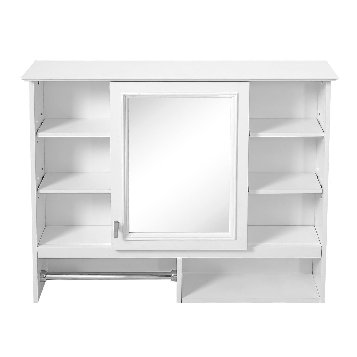 35 inch Wall-Mount 2-in-1 Mirror Cabinet with Adjustable Shelves, Soft-Closing Hinges, Open Shelves, for Bathroom Vanity, Living Room, Bedroom Storage Organizer image 9