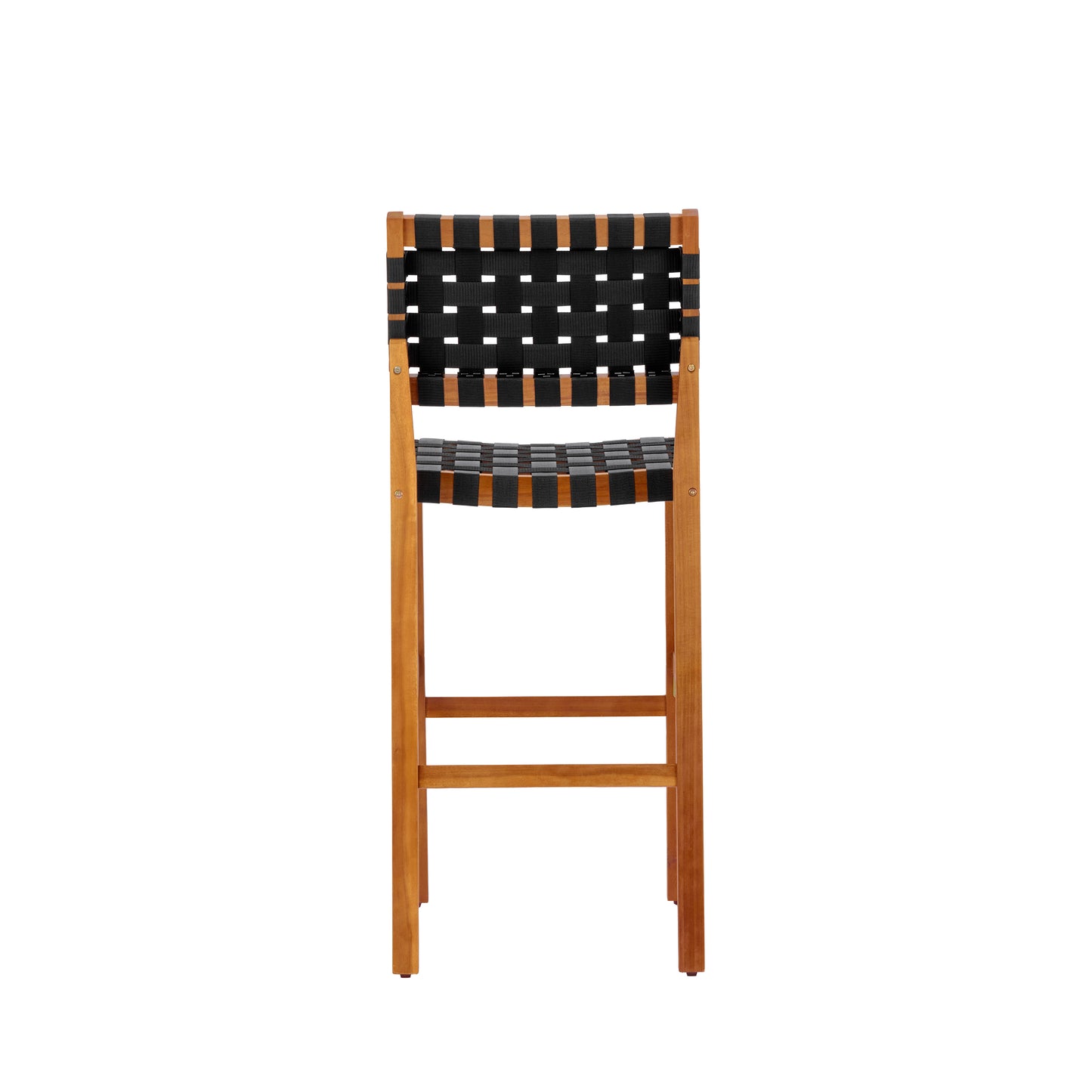 30.5 Inch Seat Height Outdoor Acacia Solid Wood Patio Furniture Set, Black Pe Woven Rope, Breathable and Comfortable,Indoor & Outdoor Use,Teak Finish+Black Rope(set of 5) image 7