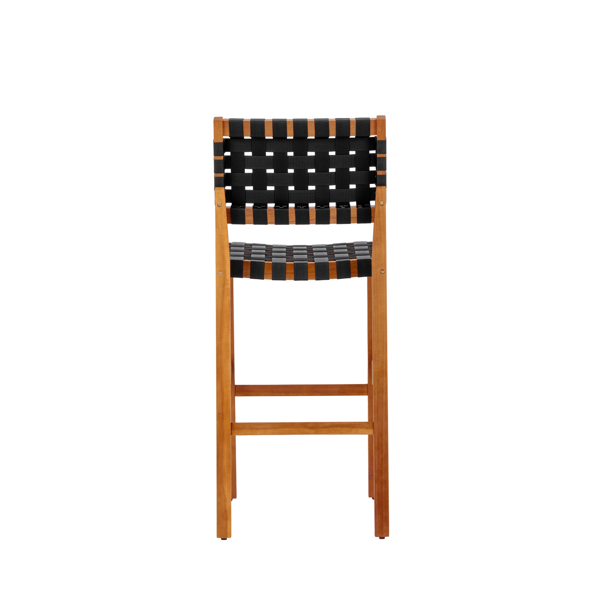 30.5 Inch Seat Height Outdoor Acacia Solid Wood Patio Furniture Set, Black Pe Woven Rope, Breathable and Comfortable,Indoor & Outdoor Use,Teak Finish+Black Rope(set of 5) image 7