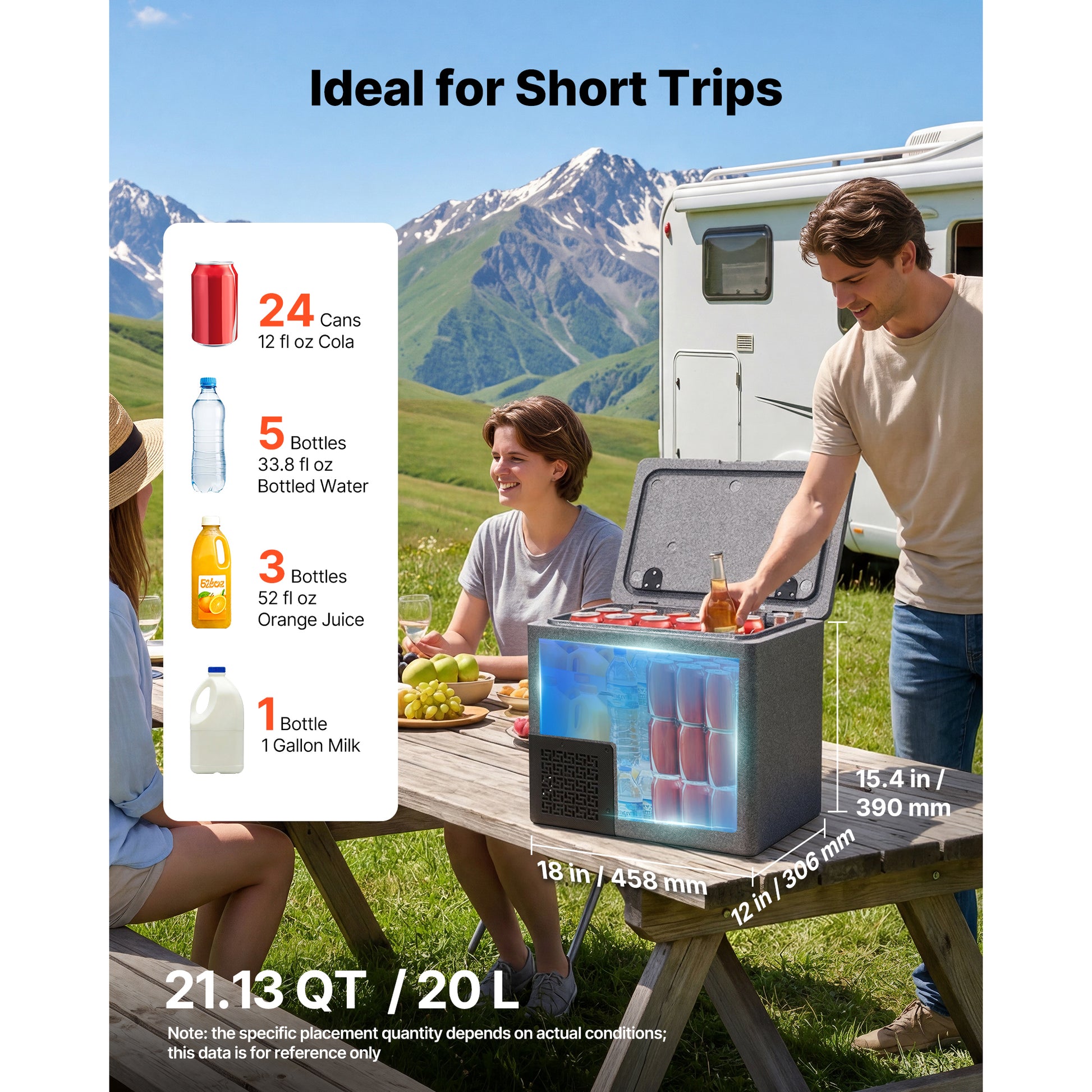 12 Volt Refrigerator, 21.1 QT/ 20L Car Fridge, Portable Ultra-Light EPP Freezer, APP Control Electric Compressor, 12V/24V DC, 14℉ to 50℉, for Truck Van RV SUV Boat Travel Camping image 2