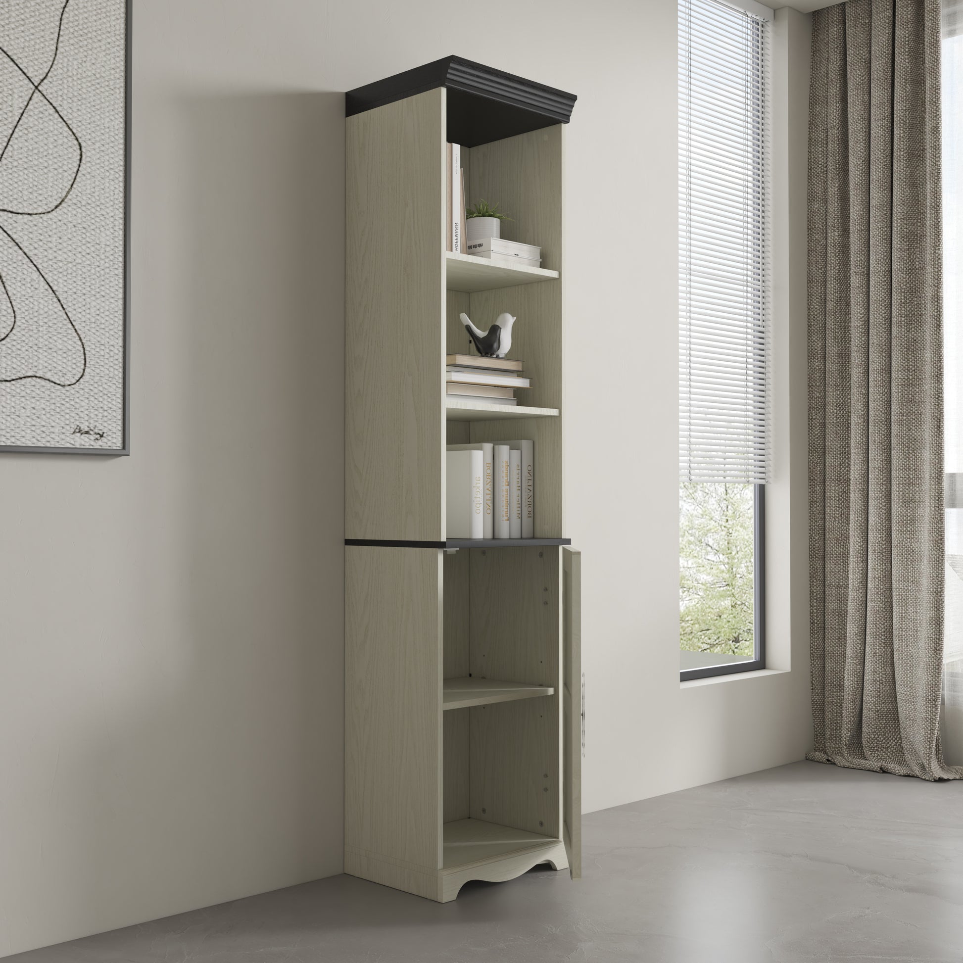 70.86"(180cm) Tall Free Combination Wood Storage Cabinet, Free-Standing Cube Cabinet with 5 Shelves, Living room Bookcase, Bedroom Display Cabinet Bookshelf, DIY Combination To Two Or More PCS Set WHI image 11