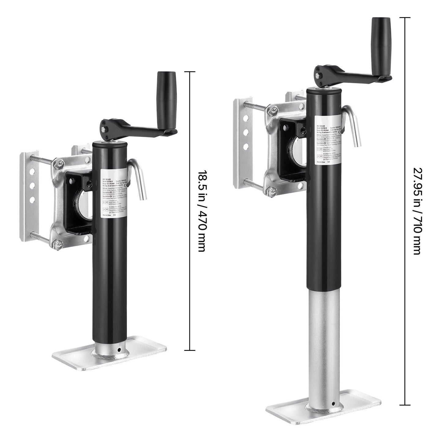 Trailer Jack Bolt-on Trailer Tongue Jack 2000 lbs Dynamic Load 10" Travel image 4