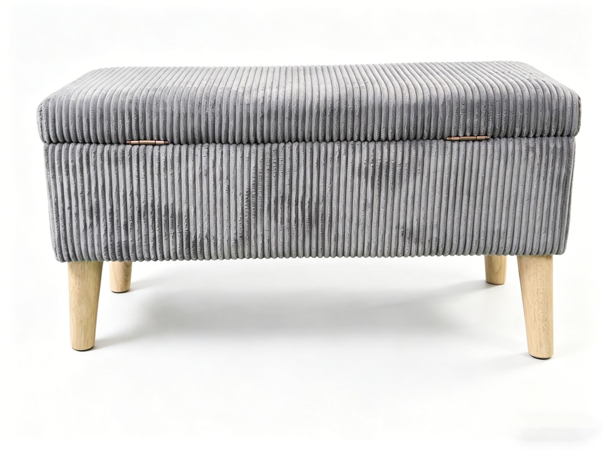 32 inch Wide Olive Grey Corduroy Storage Ottoman Bench with Wooden Legs, Flip-Top Storage Box, Soft Upholstered End of Bed Bench, Footrest & Shoe Bench for Bedroom, Living Room, Entryway image 11