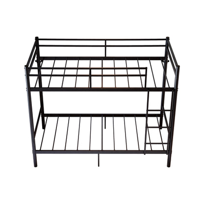 Bunk Bed with Ladder and high Guardrail, Metal Bunk Bed, Storage Space, Noise Free,Twin Over Twin Size,Black image 12