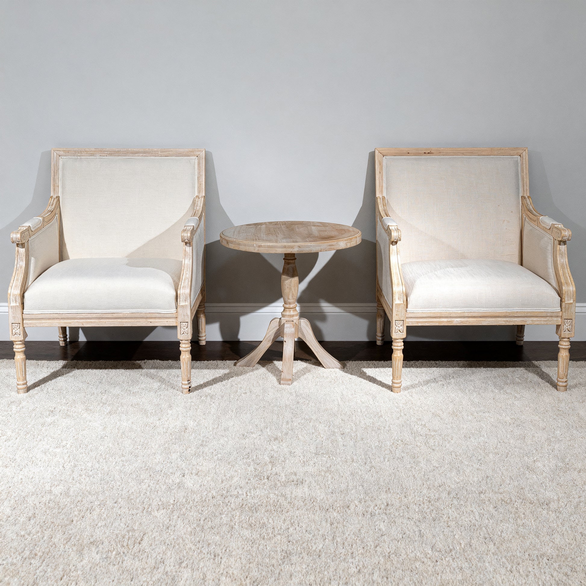French Accent Chair Traditional Wood Frame Linen Upholstery Distressed Finish Home Decor, Single image 5