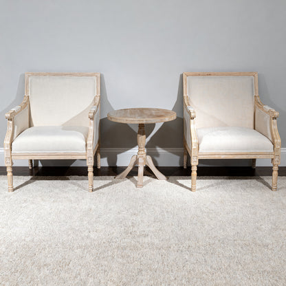 French Accent Chair Traditional Wood Frame Linen Upholstery Distressed Finish Home Decor, Single image 5