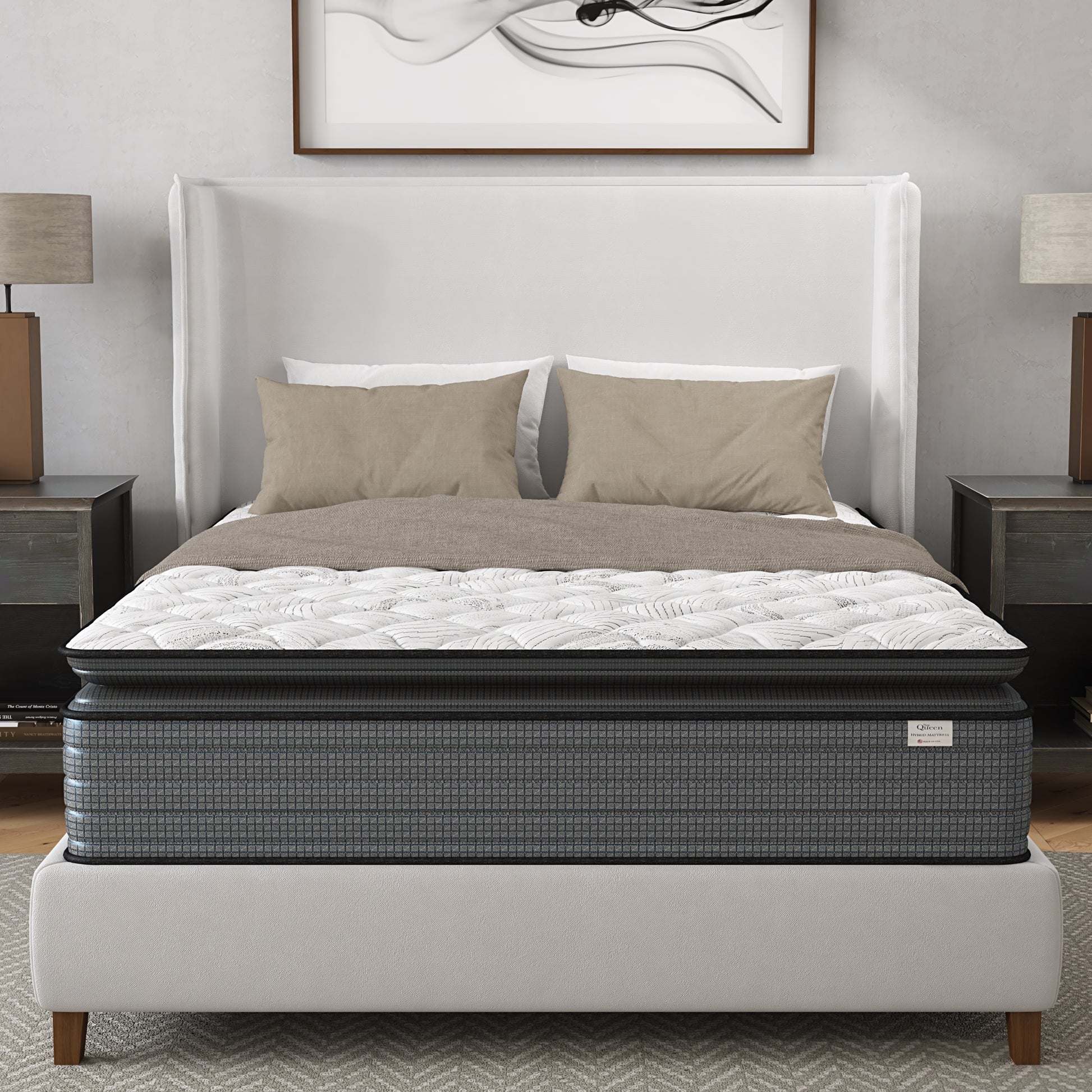 NapQueen Isabella 14 Inch Queen Hybrid Pillow Top Mattress, CertiPUR-US Certified, Made in USA image 1
