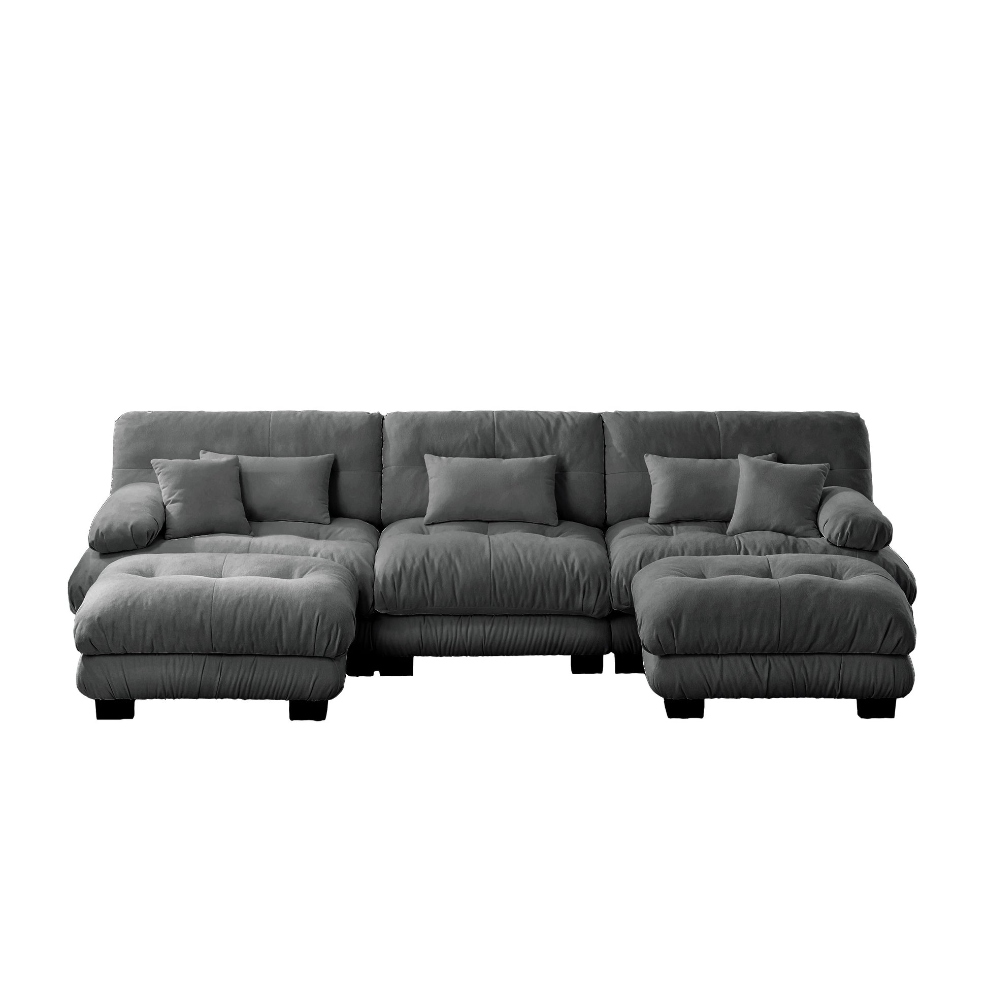 Luxury Modular Sectional Sofa Couch - Oversized U Shaped Cloud Couch for Living Room,Deep Seat Sofa Couch with 2 Ottomans,Chenille Gray image 11