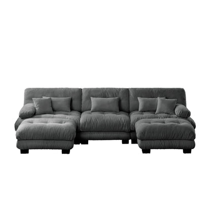 Luxury Modular Sectional Sofa Couch - Oversized U Shaped Cloud Couch for Living Room,Deep Seat Sofa Couch with 2 Ottomans,Chenille Gray image 11