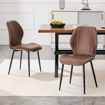 Adjustable Anti-Slip Feet on Brown Coffee Dining Chair