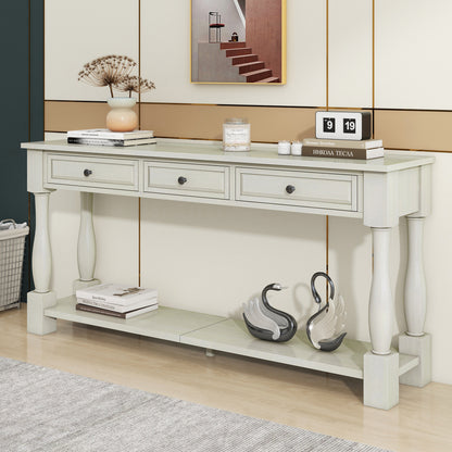 TREXM Console Table 63" Long Console Table with Drawers and Shelf for Entryway, Hallway, Living Room (Antique White, OLD SKU: WF314993AAK) image 1