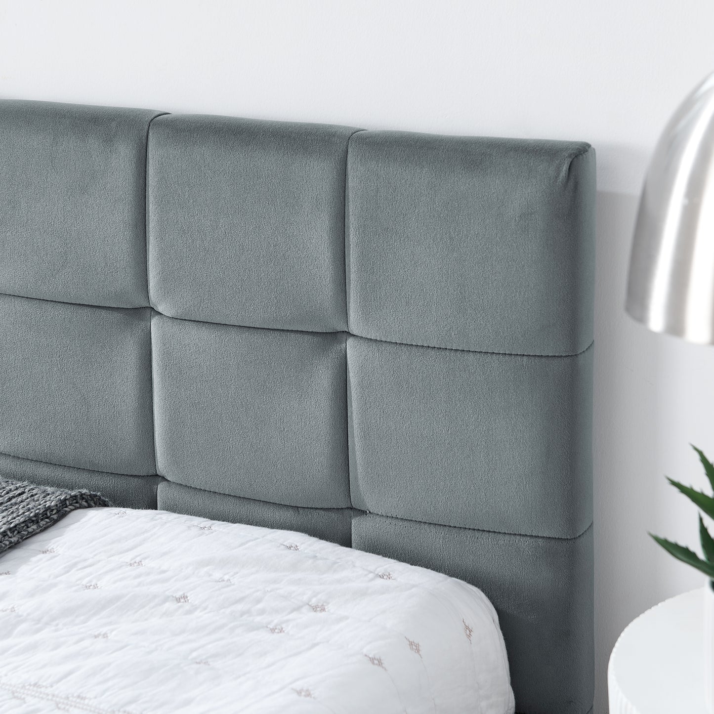 Queen Size Upholstered Tufted Bed Frame, Sofa Bed Frame with Comfortable Backrest and Armrests, Queen Size Bed for Bedroom, Living Room,Velvet, GREY(85.5''*64.5''*30.5'') image 6