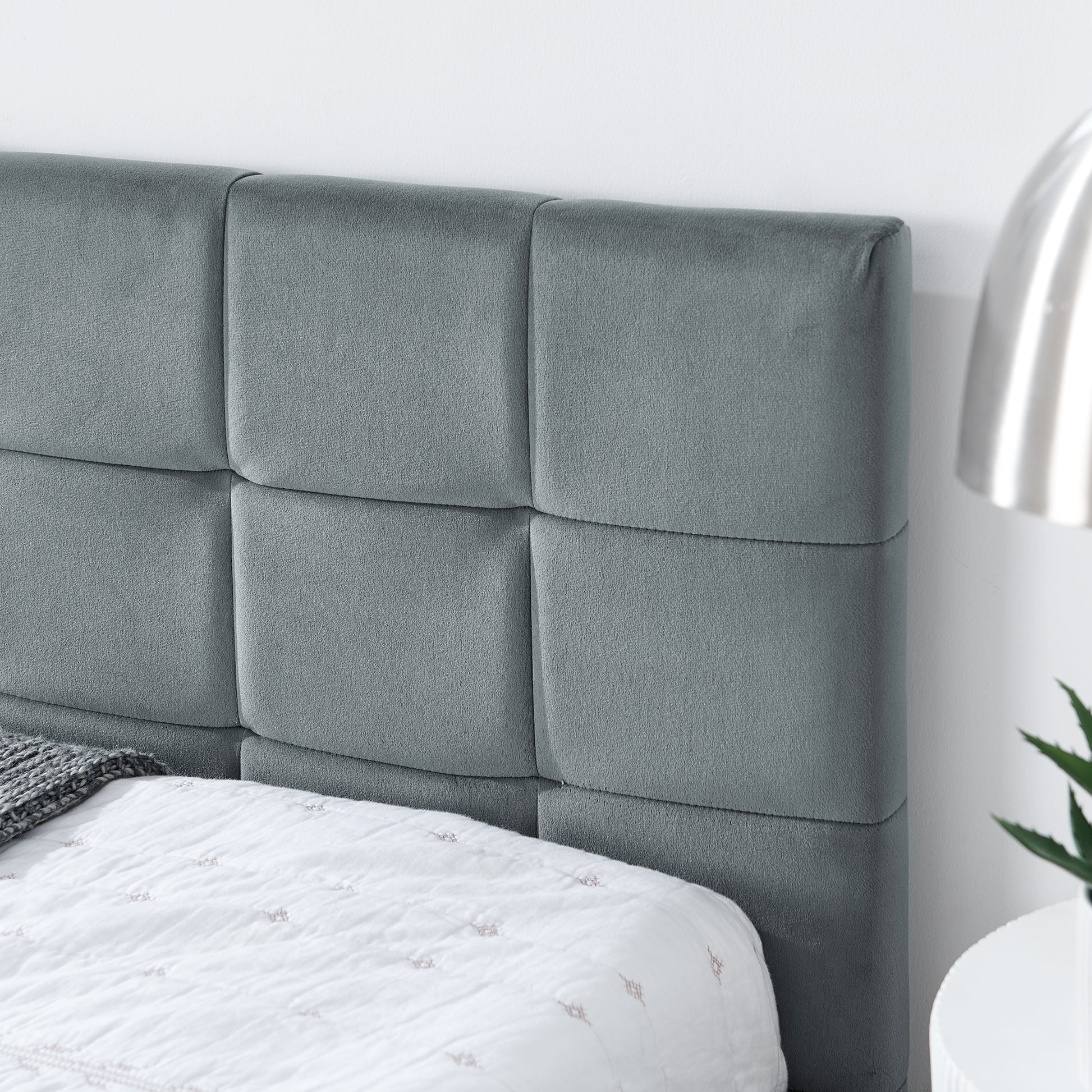 Queen Size Upholstered Tufted Bed Frame, Sofa Bed Frame with Comfortable Backrest and Armrests, Queen Size Bed for Bedroom, Living Room,Velvet, GREY(85.5''*64.5''*30.5'') image 6