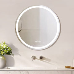 24 in. White Framed Dimmable Anti-Fog LED Bathroom Vanity Mirror