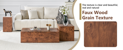 Premium Burl Walnut Veneer MDF Cube Table, Height Adjustable Multi-purpose Coffee Side End Table for Living Room, 15.7"×15.7"×15.7", No Extra Items Included image 9