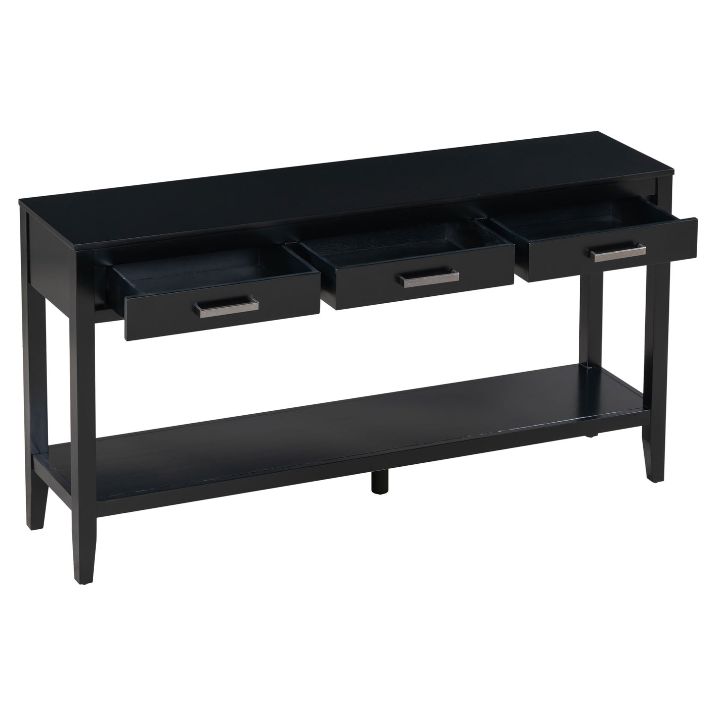 U_STYLE 59.1'' Farmhouse Entryway Table with 3 Drawers, Painted Console Table with Bottom Shelf & Iron Handles, Minimalist Sofa Table for Living Room, Hallway, Kitchen, Bedroom, Office image 12