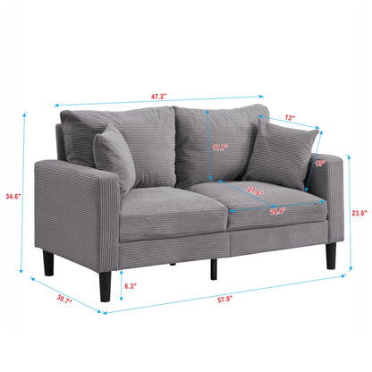 57 " High Resilience Loveseat Sofa, Wooden Frame 2 Seat Sofa, Comfy, Small Space Saving Modern Upholstered Sofa, Living Room Bedroom Apartment Small Space, Light gray image 12
