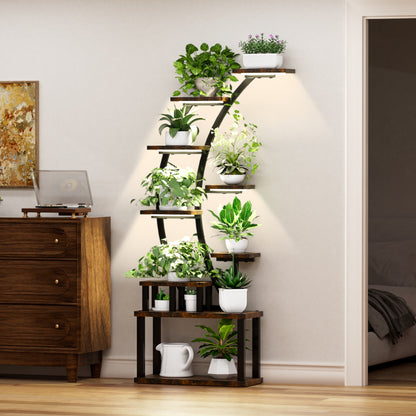 Plant Stand indoor 9-Tiered, 63.6" Tall Plant Stand with 5 Grow Lights, Adjustable Lighting Modes (5/3/2 Lights), 10-Level Dimming & 3 Timer Settings, Energy-Efficient, Perfect for Plant Growth image 1