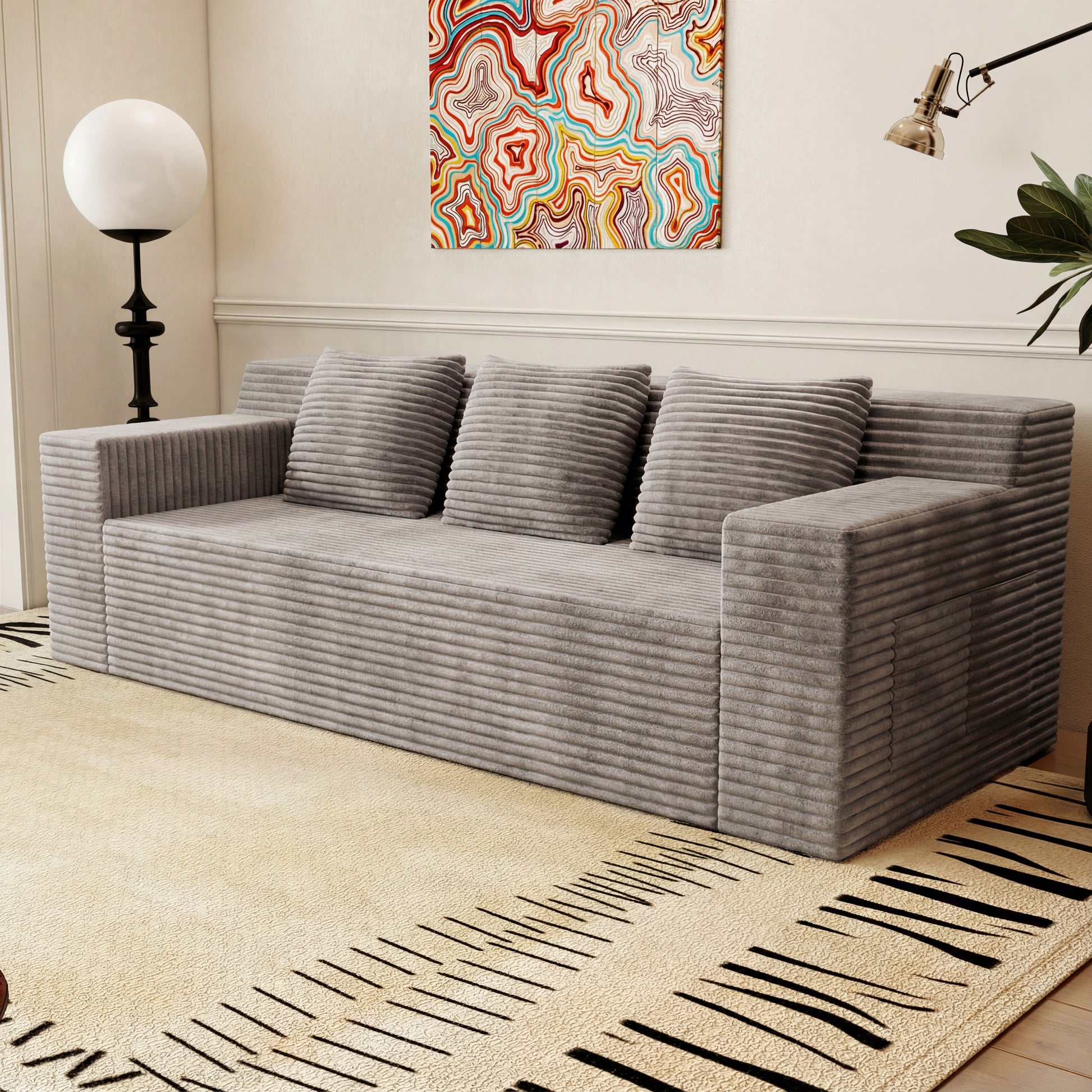 71" 3Setaser Sofa,Corduroy Fabric,Deep Seat Couches,Comfy Loveseat Sofa,No Assembly,1pcs for Living room, Bedroom,Conference room,Apartment image 3