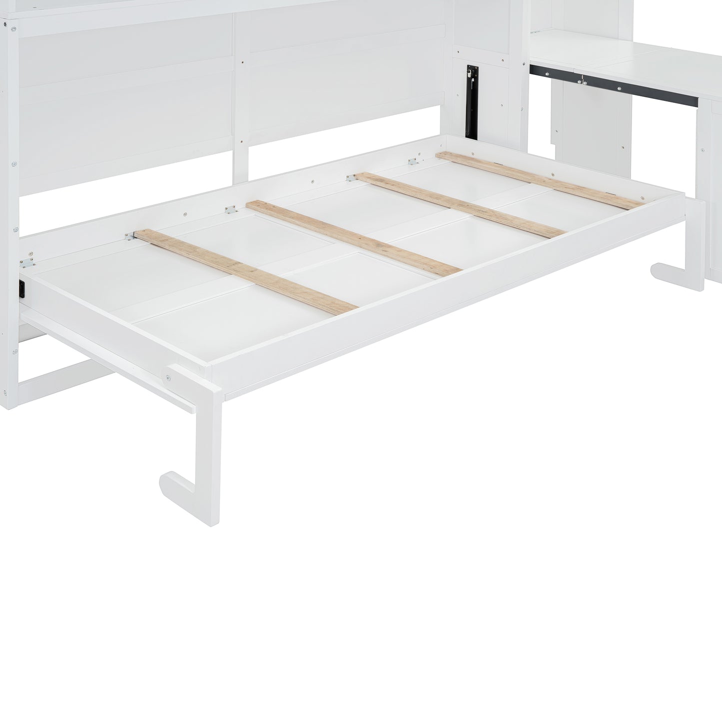 Twin Size Murphy Bed Wall Bed with Closet, Drawers & Desk-White(OLD SKU:LP000595AAK-2) image 12