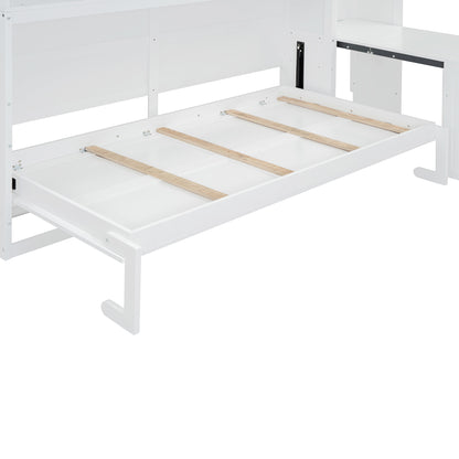 Twin Size Murphy Bed Wall Bed with Closet, Drawers & Desk-White(OLD SKU:LP000595AAK-2) image 12