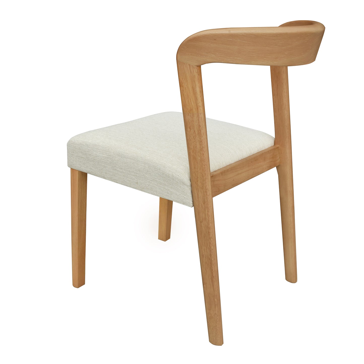 Solid Rubber Wood Dining Chairs(Natural Oak+Beige)Set of 2 image 7