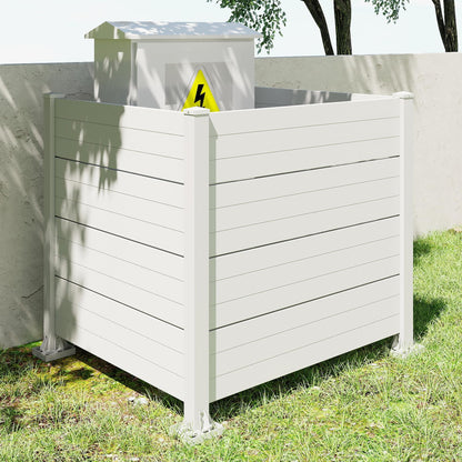 50" W x 49" H Outdoor Privacy Screen, Air Conditioner Fence, All-Weather Vinyl Privacy Fence Screens with Aluminum Posts, 3 Panels, White image 3