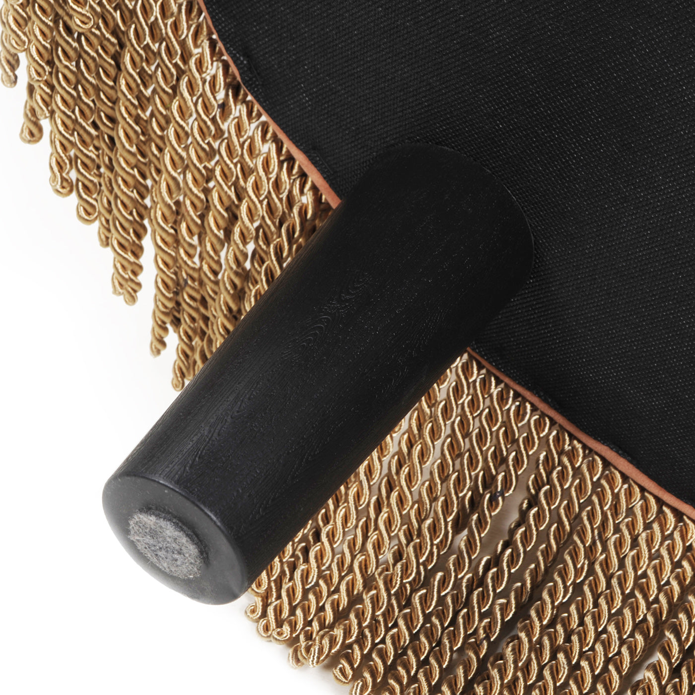 Yolanda 24" Round Upholstered Accent Ottoman, Peach Orange Velvet with Gold Trim image 4